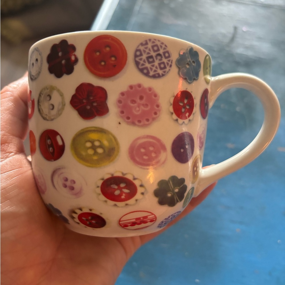 RARE Avoca Ireland “Buttons” Artisanal Porcelain Mug – Colourful Collector’s Cup